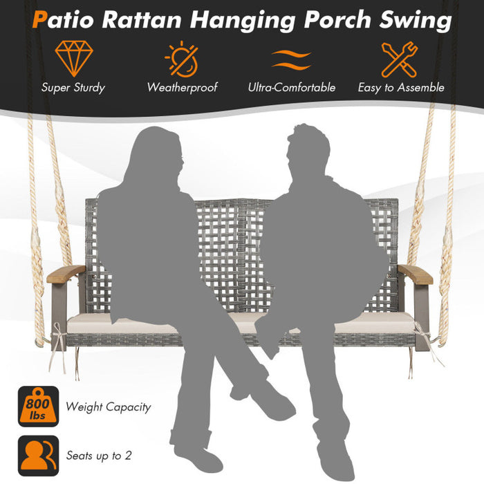 2-Person Patio Wicker Hanging Swing Chair