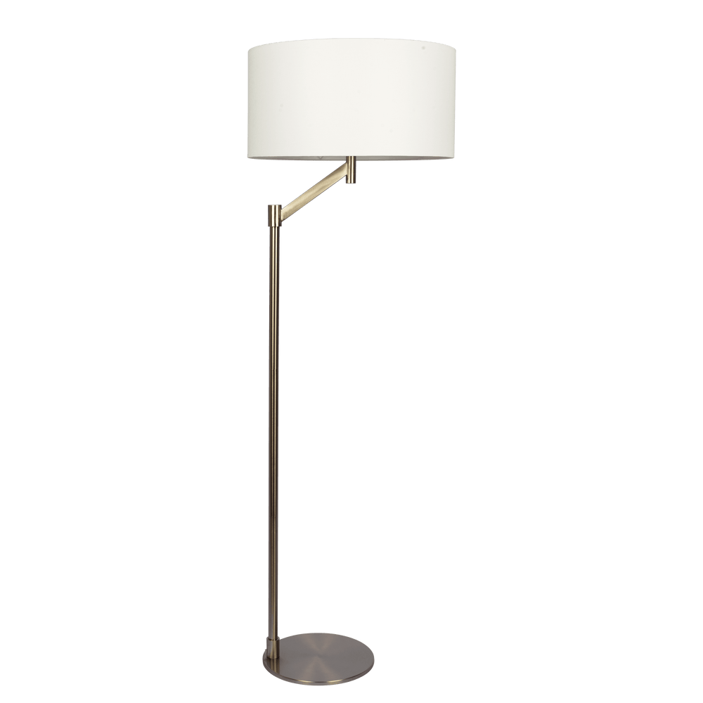 Serene Brushed Nickel Floor Lamp with Rotary Switch Metal Base White Linen Shade - West Lamp