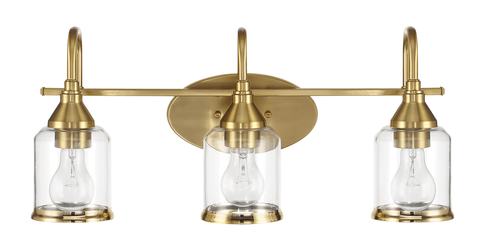 Twilight Three Lights Brushed Gold Contemporary Vanity Light 22"W × 10"H × 7.48"E with Clear Glass - West Lamp