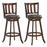 2 Pieces 360 Degree Swivel Wooden Counter Height Bar Stool Set with Cushioned Seat