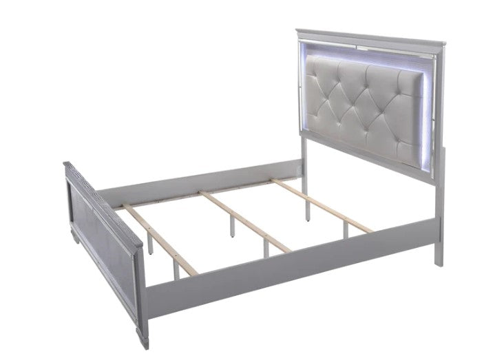 Lillian Silver LED Upholestered Bedroom Set