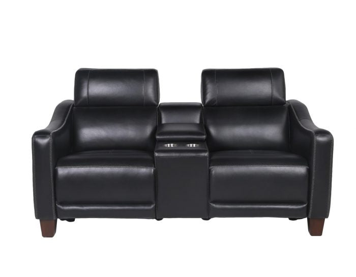 Giorno Dual-Power Leather Console Loveseat