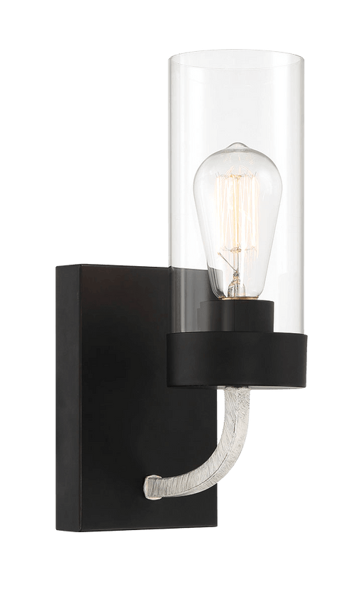 Zephyr Single Light Sconce With Clear Glass Metal Black Finish - West Lamp