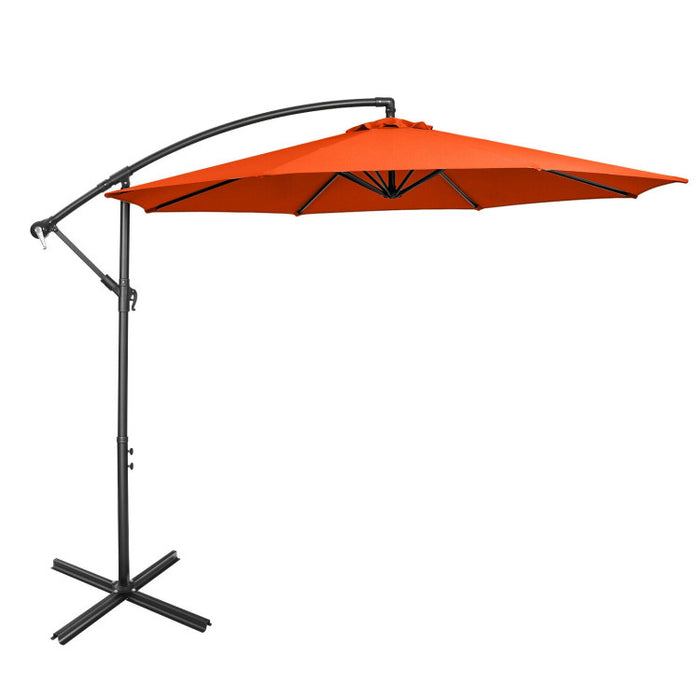 10 Feet Offset Umbrella with 8 Ribs Cantilever and Cross Base