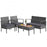 4 Pieces Rattan Patio Conversation Furniture Set with Acacia Wood Tabletop