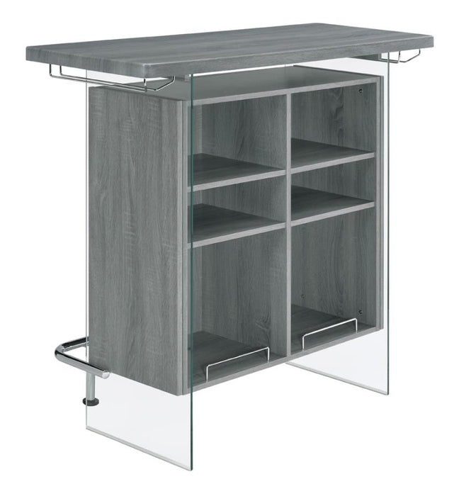 Acosta Rectangular Bar Unit With Footrest And Glass Side Panels