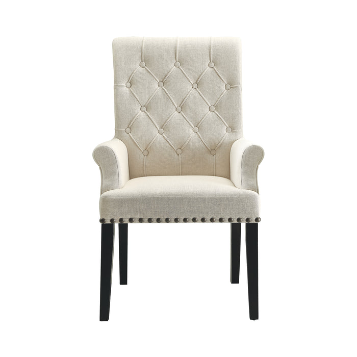 Tufted Back Upholstered Arm Chair Beige