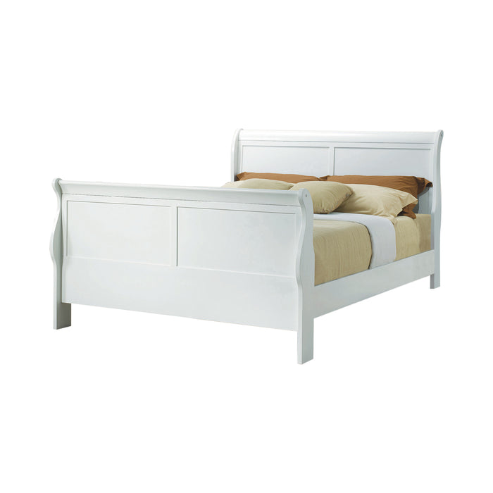 Louis Philippe Queen  Sleigh Panel Bed White