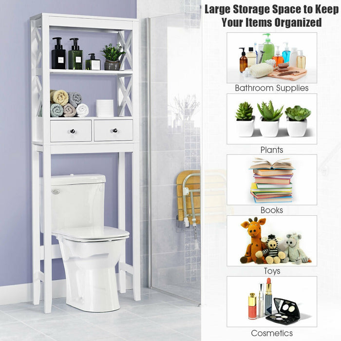 Merax Toilet Storage Shelf with Adjustable Shelves and Shutter