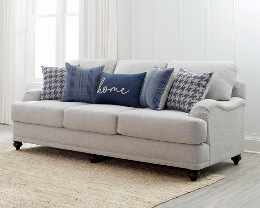 Gwen Recessed Arms Sofa Light Grey And Blue