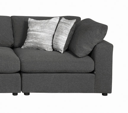 Serene Upholstered Corner Sectional Charcoal 4 pc