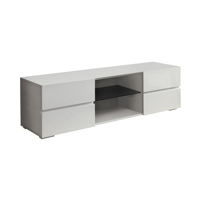4-Drawer TV Console Glossy White