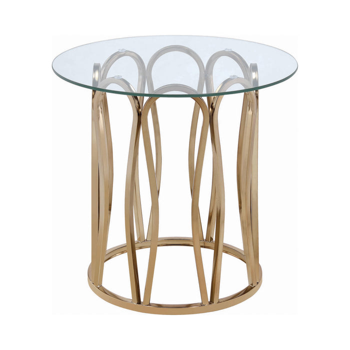 Hemet Round End Table Chocolate Chrome And Clear