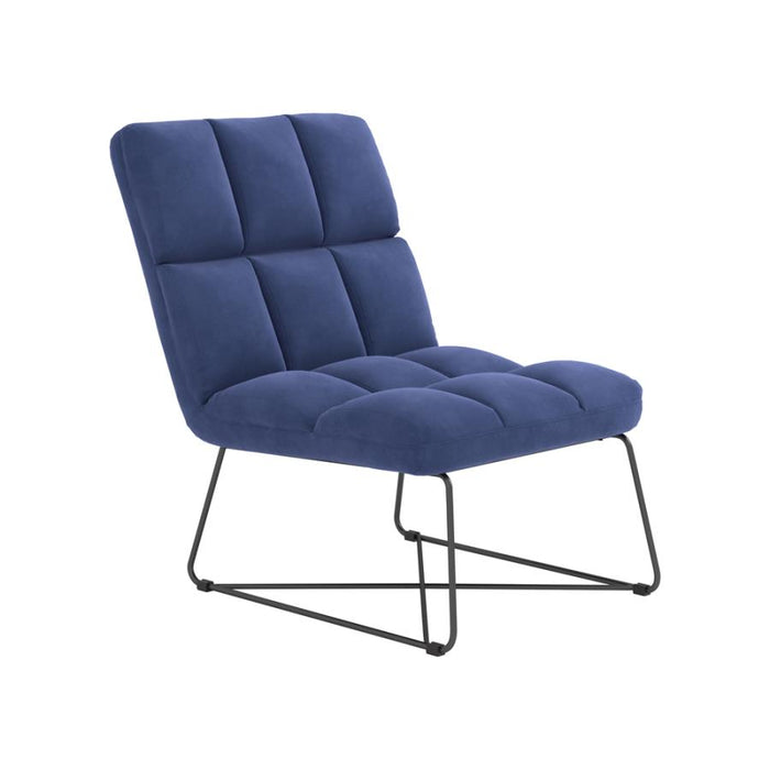Armless Upholstered Accent Chair Midnight Blue