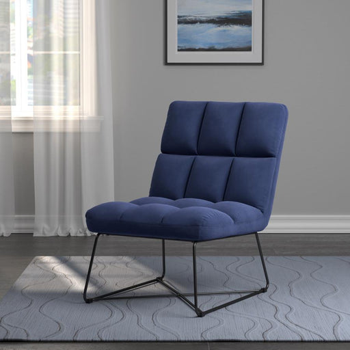 Armless Upholstered Accent Chair Midnight Blue