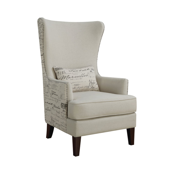 Curved Arm High Back Accent Chair Cream
