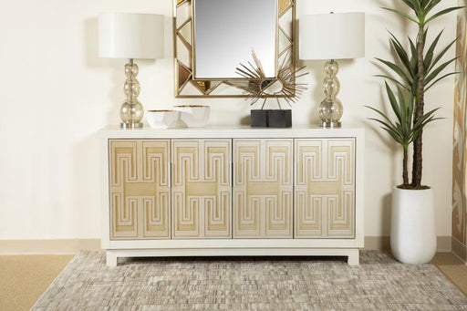 Rectangular 4-Door Accent Cabinet White And Gold