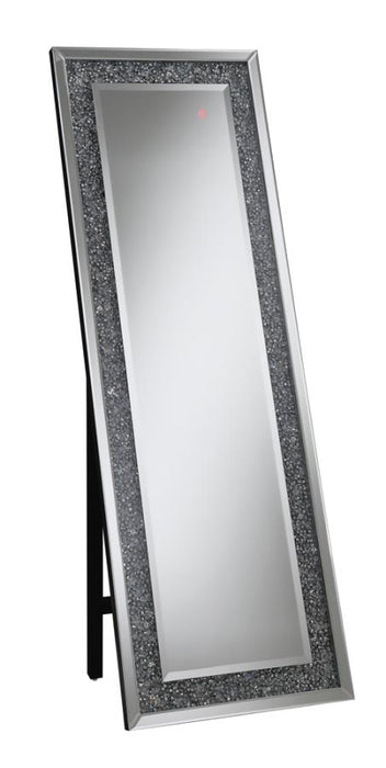 Rectangular Standing Mirror with LED Lighting Silver