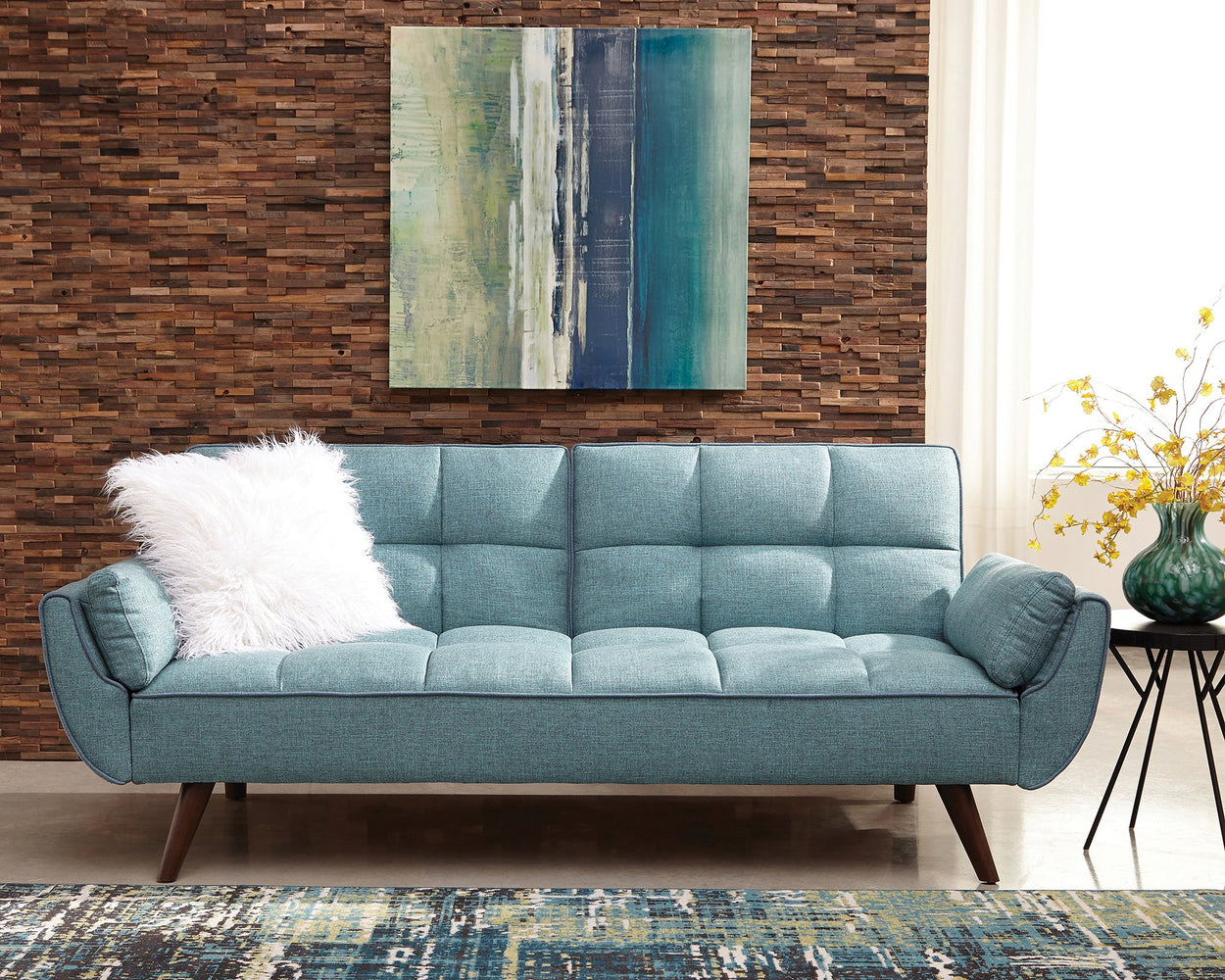 skylar transitional blue sofa bed