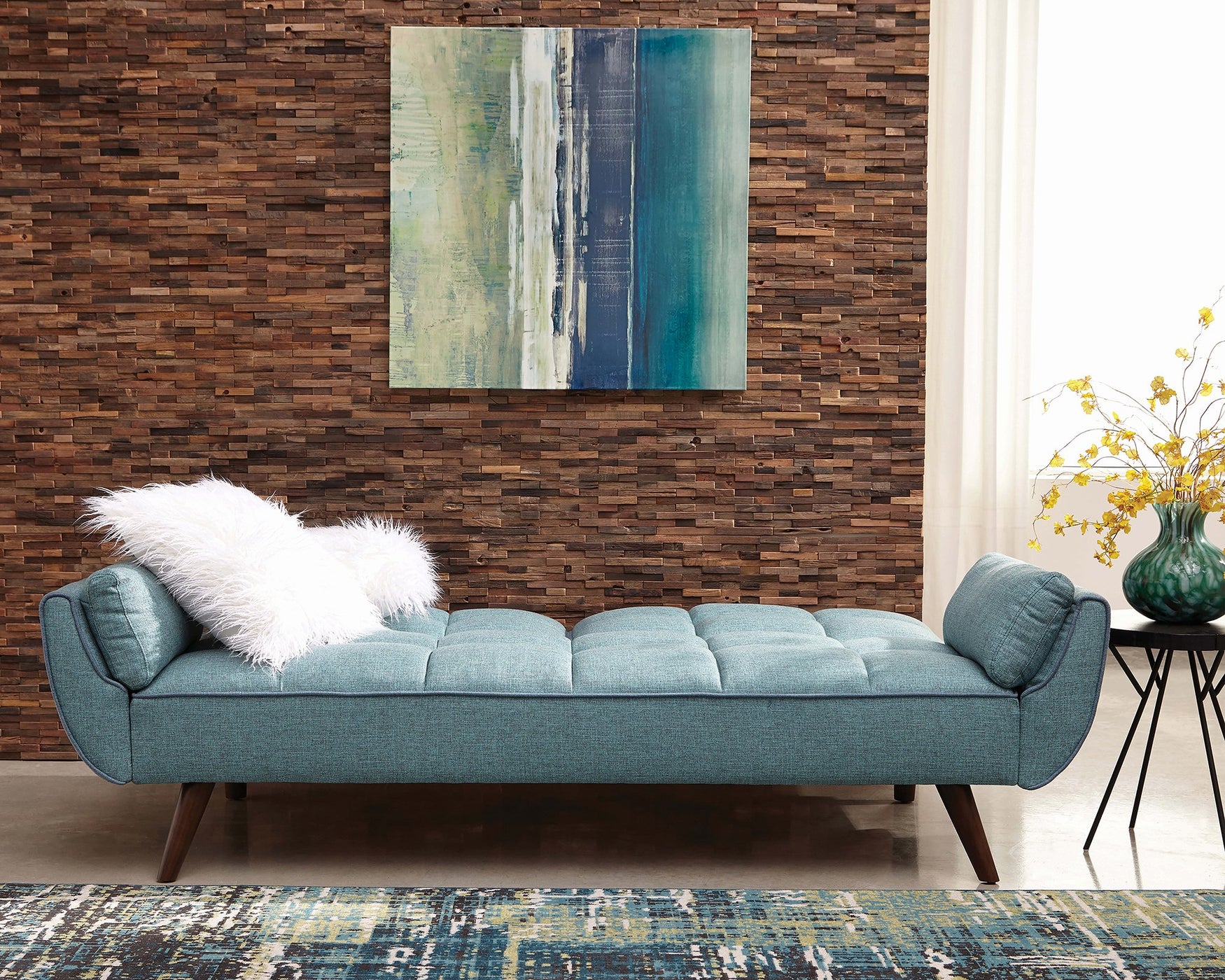skylar transitional blue sofa bed