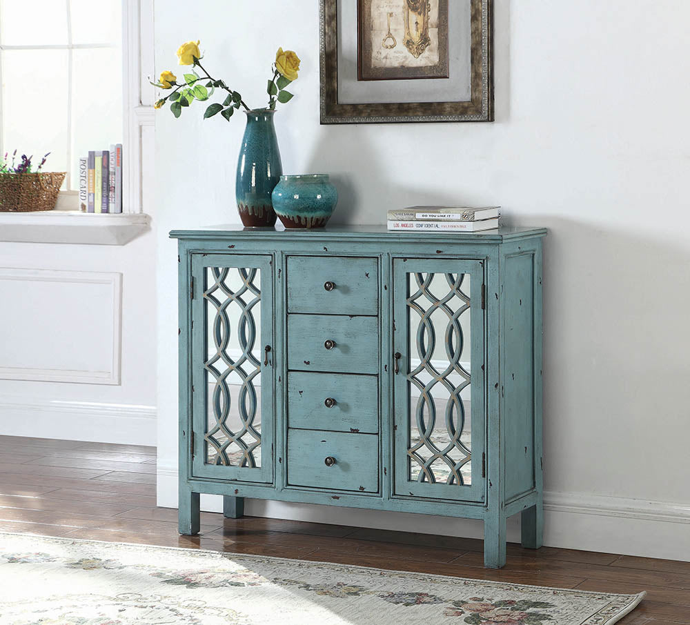 French Country Antique Blue Accent Cabinet_1