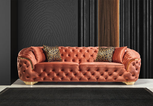 Lupino Orange Velvet Living Room Set