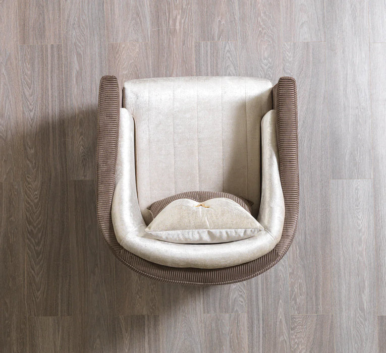 Leina Ivory-Coffee Velvet Chair