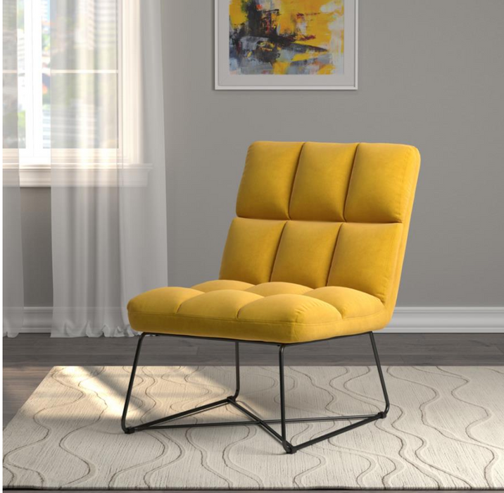 Armless Upholstered Accent Chair Yellow