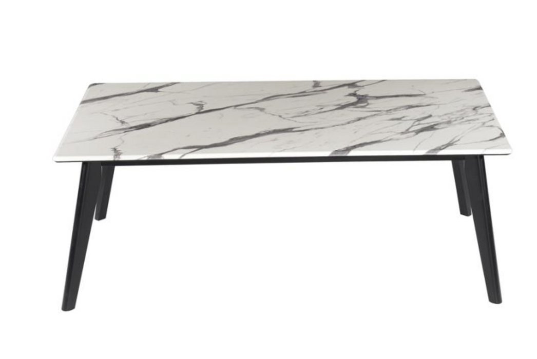 Rectangle Marble Looking Top Coffee Table Black And White