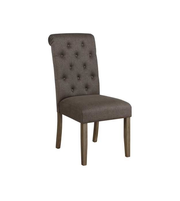 Calandra Tufted Back Side Chairs Rustic Brown And Grey (Set Of 2)