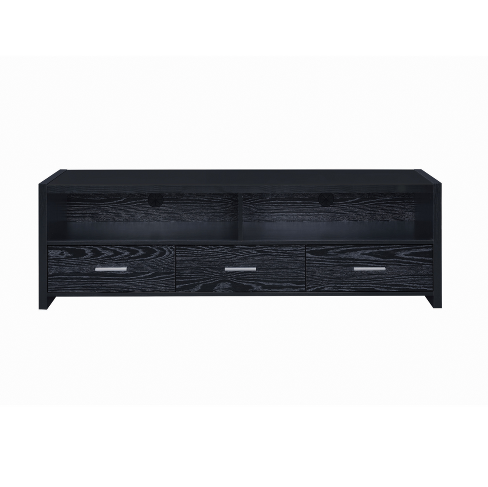 62″ 3-Drawer TV Console Black Oak
