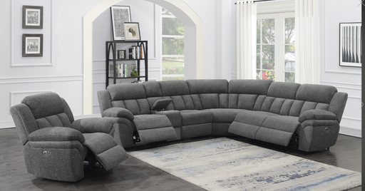 Bahrain 6-Piece Upholstered Power Sectional Charcoal