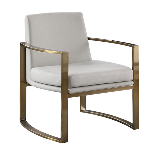Concave Metal Arm Accent Chair Cream And Bronze