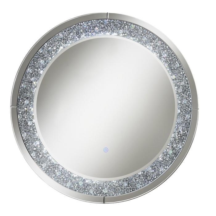 Round Wall Mirror With LED Lighting Silver