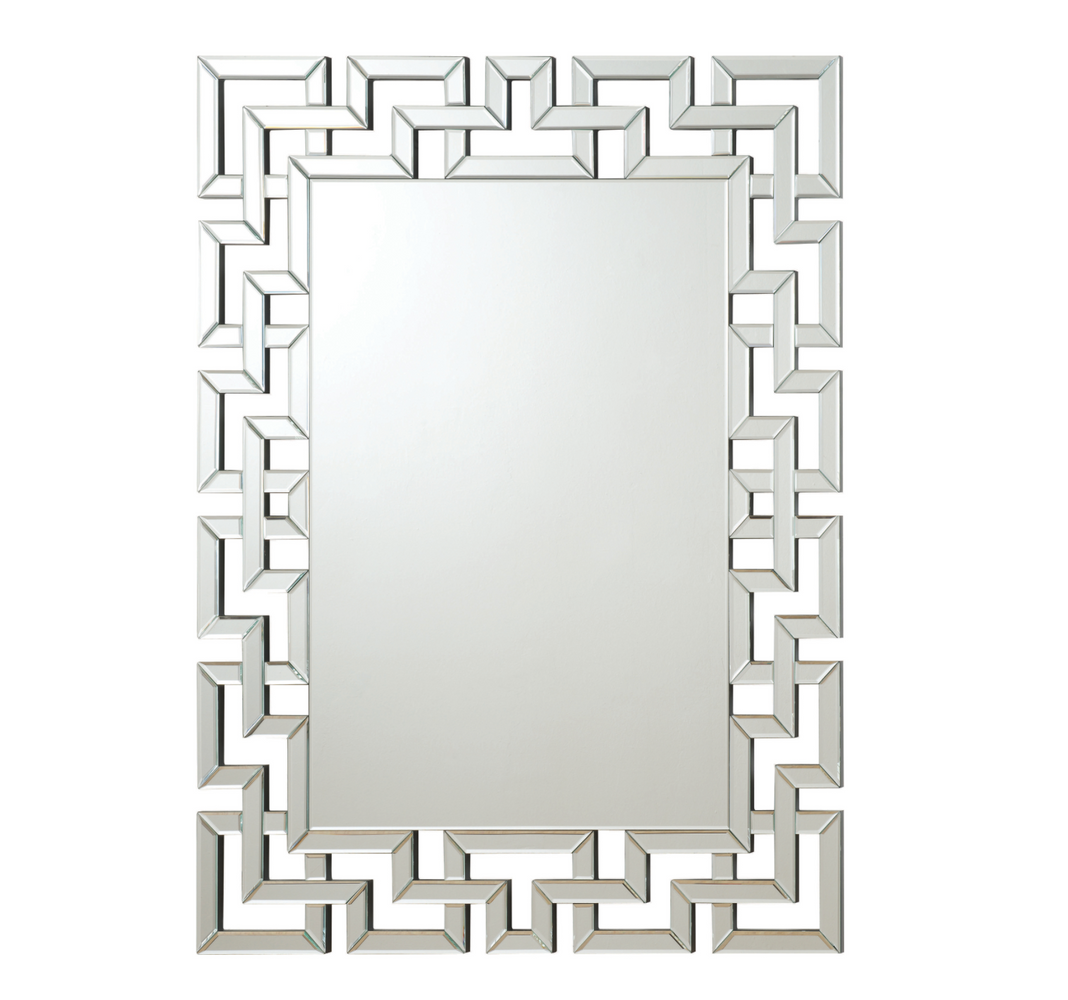 Interlocking Greek Frameless Wall Mirror Silver