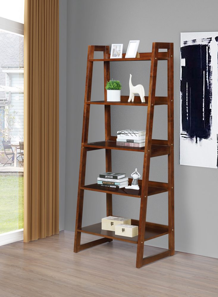5-Shelf Ladder Bookcase Cappuccino