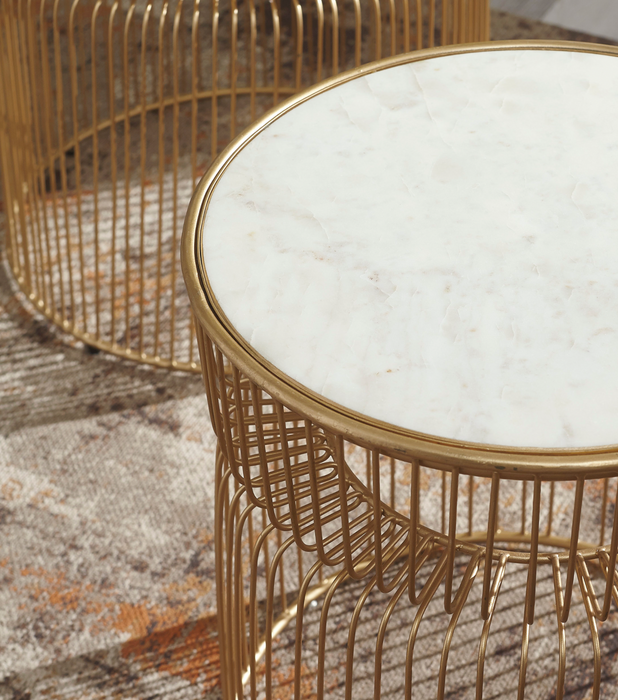 White / Gold finish Accent Table Set