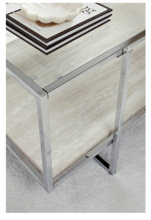 Cocktail Table Ivory/ Chrome