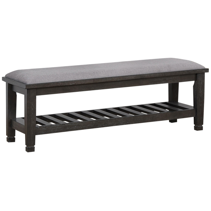 Franco Upholstered Bench With Slatted Shelf Weathered Sage