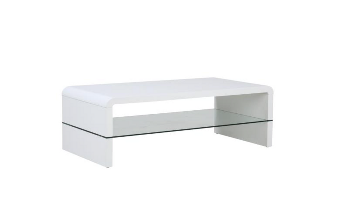 High Gloss White Coffee table with glass