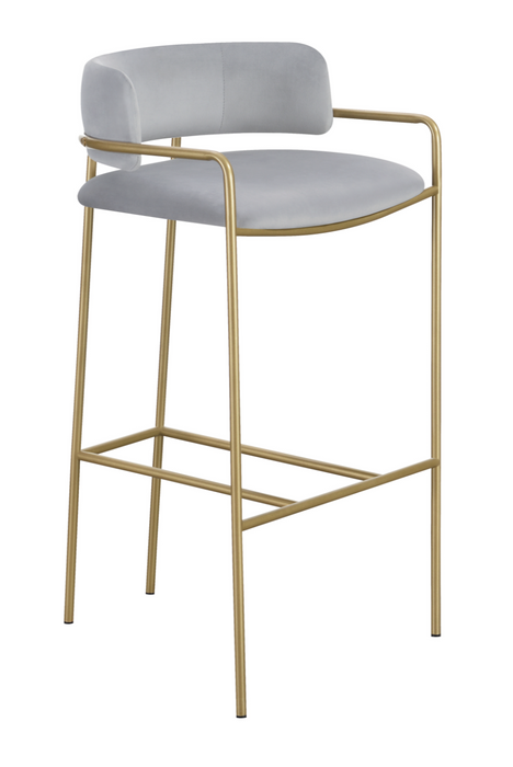 Upholstered Low Back Bar Stool Grey And Gold