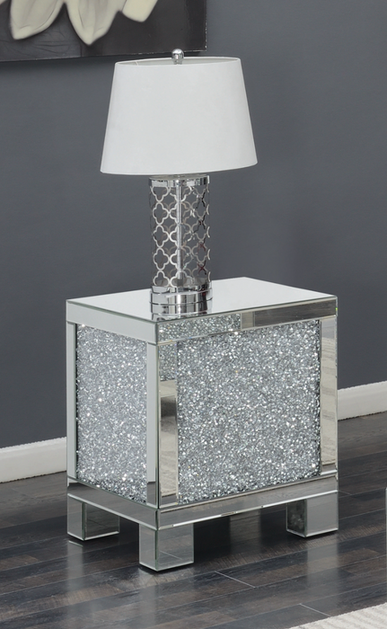 Layton Square End Table Silver And Clear Mirror