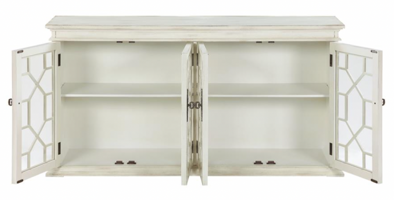4-door Accent Cabinet with Adjustable Shelves White