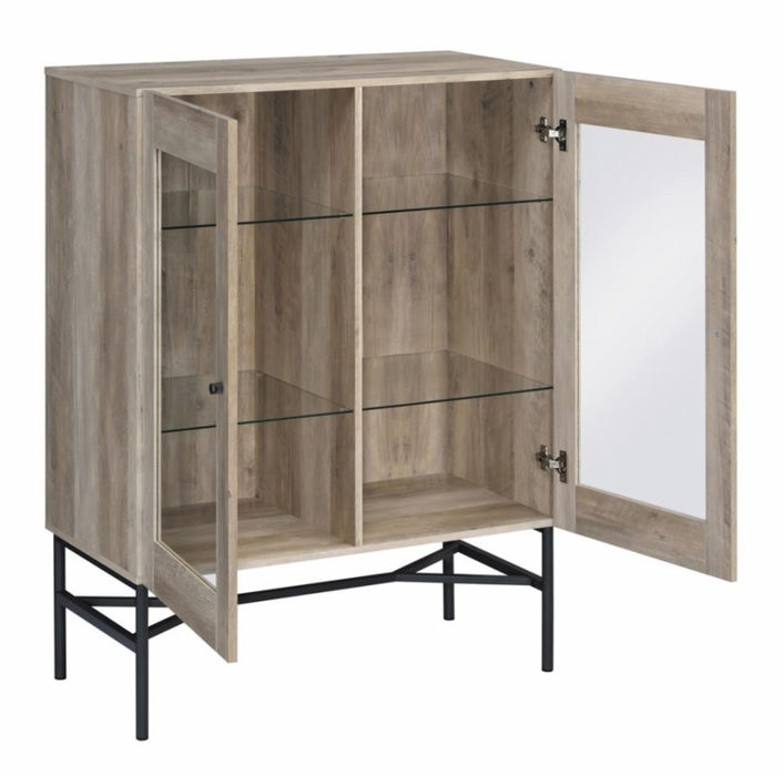 2-door Accent Cabinet with Glass Shelves