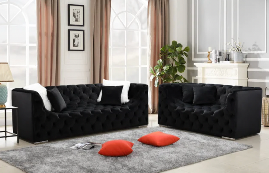 Kylie Black Sofa & Loveseat Set