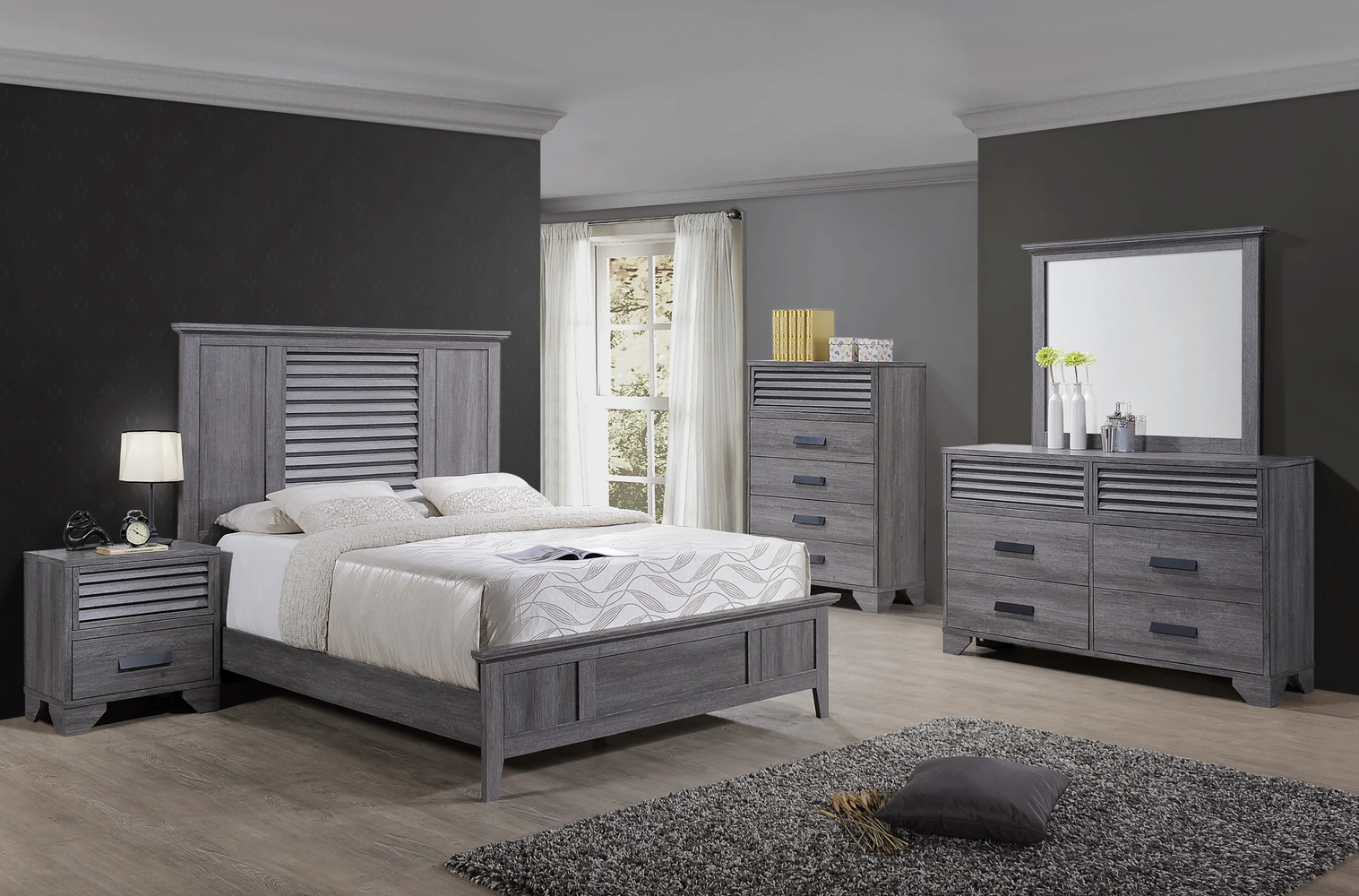 Sarter Gray Panel King Bedroom Set