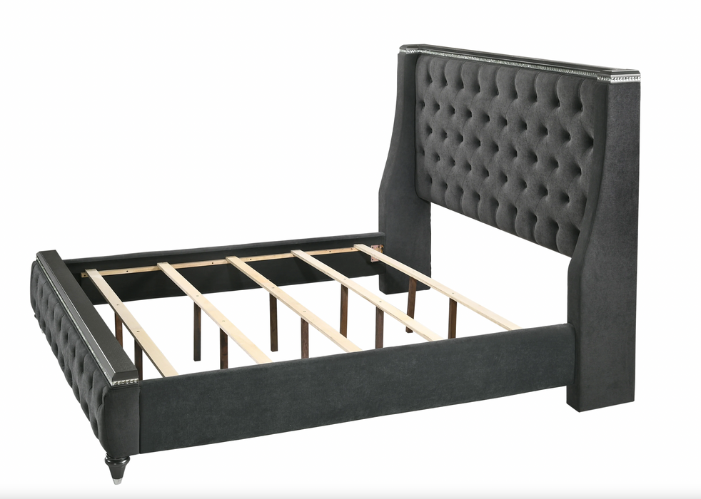 Giovani Gray Upholstered Panel King Bedroom Set