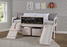 Kids Twin Art Play Junior Low LOFT with Toy Boxes Dark Finish, White Wash/Grey