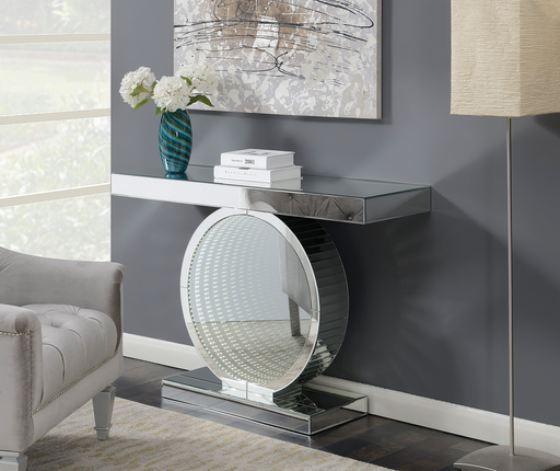 Rectangular Console Table With Circular Base Clear Mirror