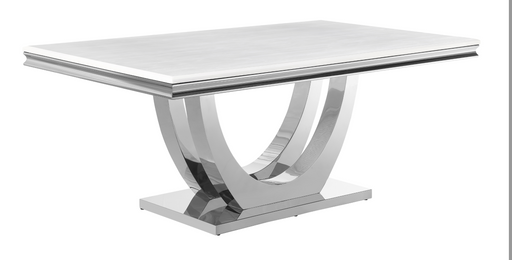 Kerwin Rectangle Faux Marble Top Dining Table White And Chrome